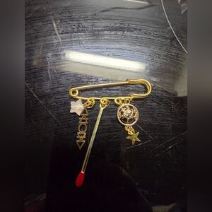 Kilt Pin, Dangle Brooch With Match, Tree Of Life & 5 Elements Charms